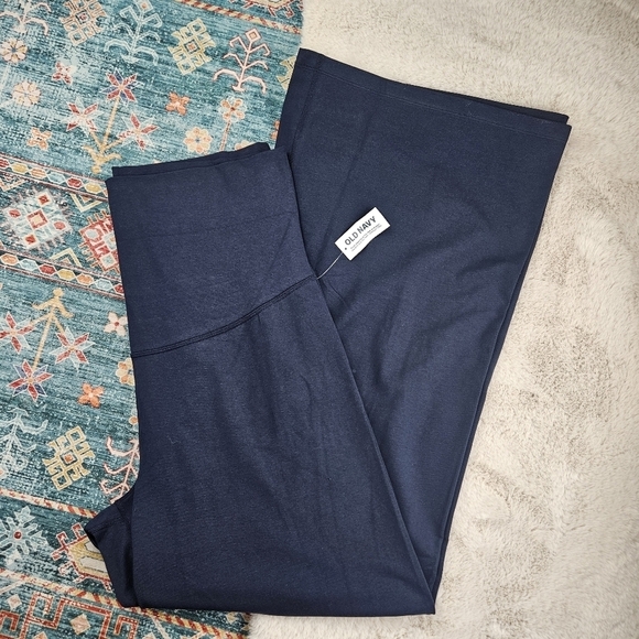 Old Navy Maternity Rollover Waist PowerChill Wideleg Pants In the Navy Large NWT - Picture 4 of 9